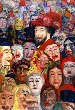 James Ensor Autorretrato con máscaras Pinturas al óleo